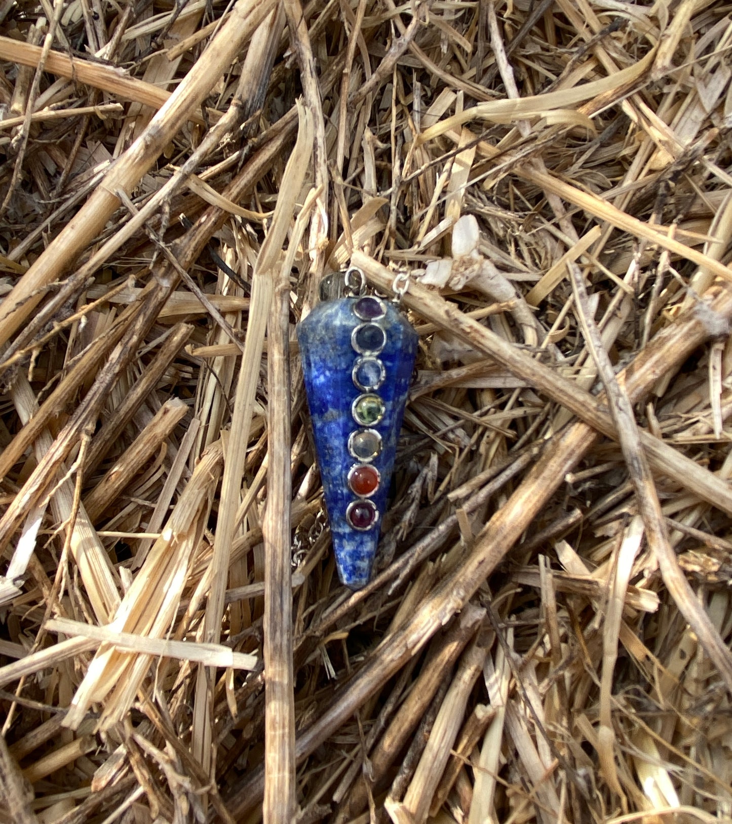 Rainbow/ Chakra Lapis Pendulum